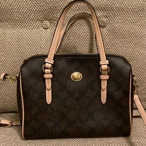 Coach Peyton mini Bennett satchel signature monogram with crossbody strap